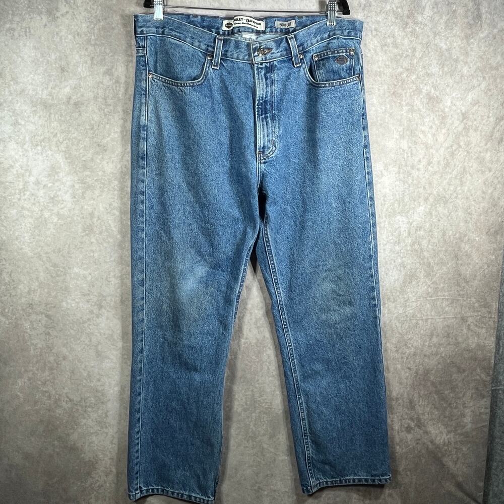 Harley Davidson Jeans Mens 38X30 Denim Bootcut Biker‎ Motorcycle Cowboy Work USA